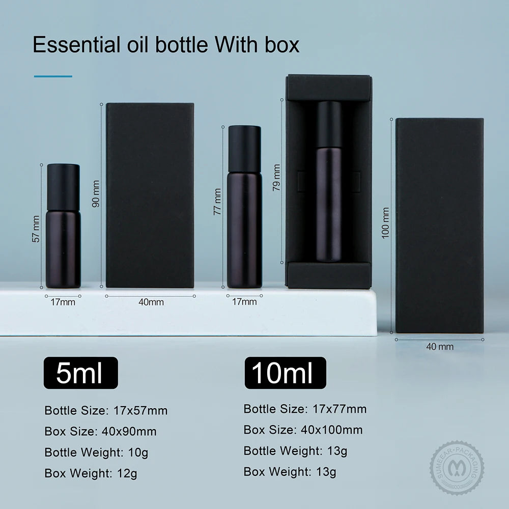 Matte Black Essential Oil Bottle With Box